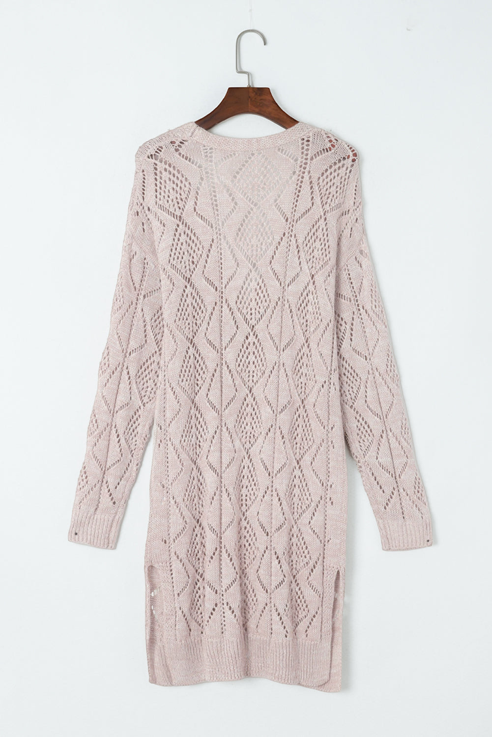 Purple Hollow-out Openwork Knit Cardigan