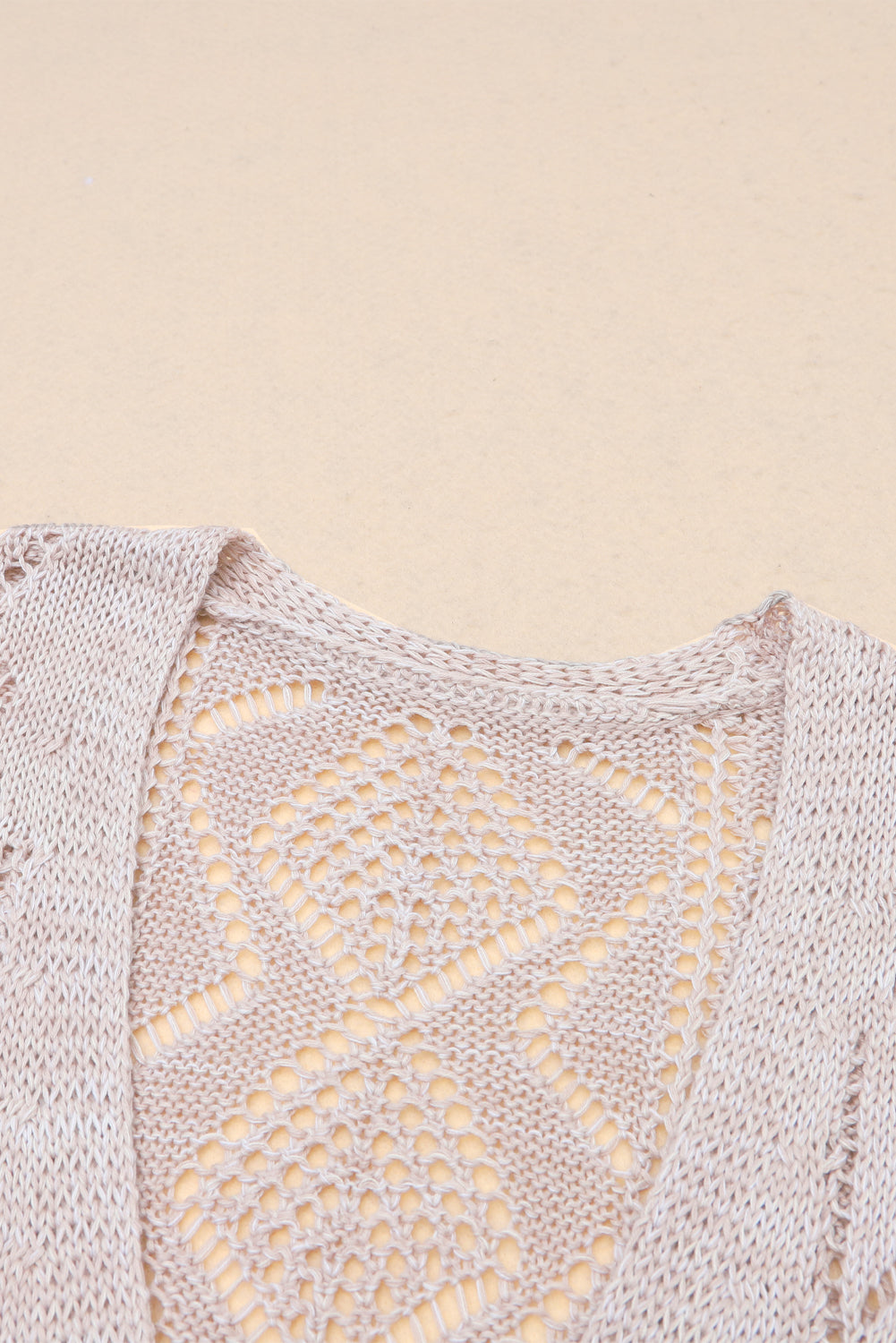 Purple Hollow-out Openwork Knit Cardigan