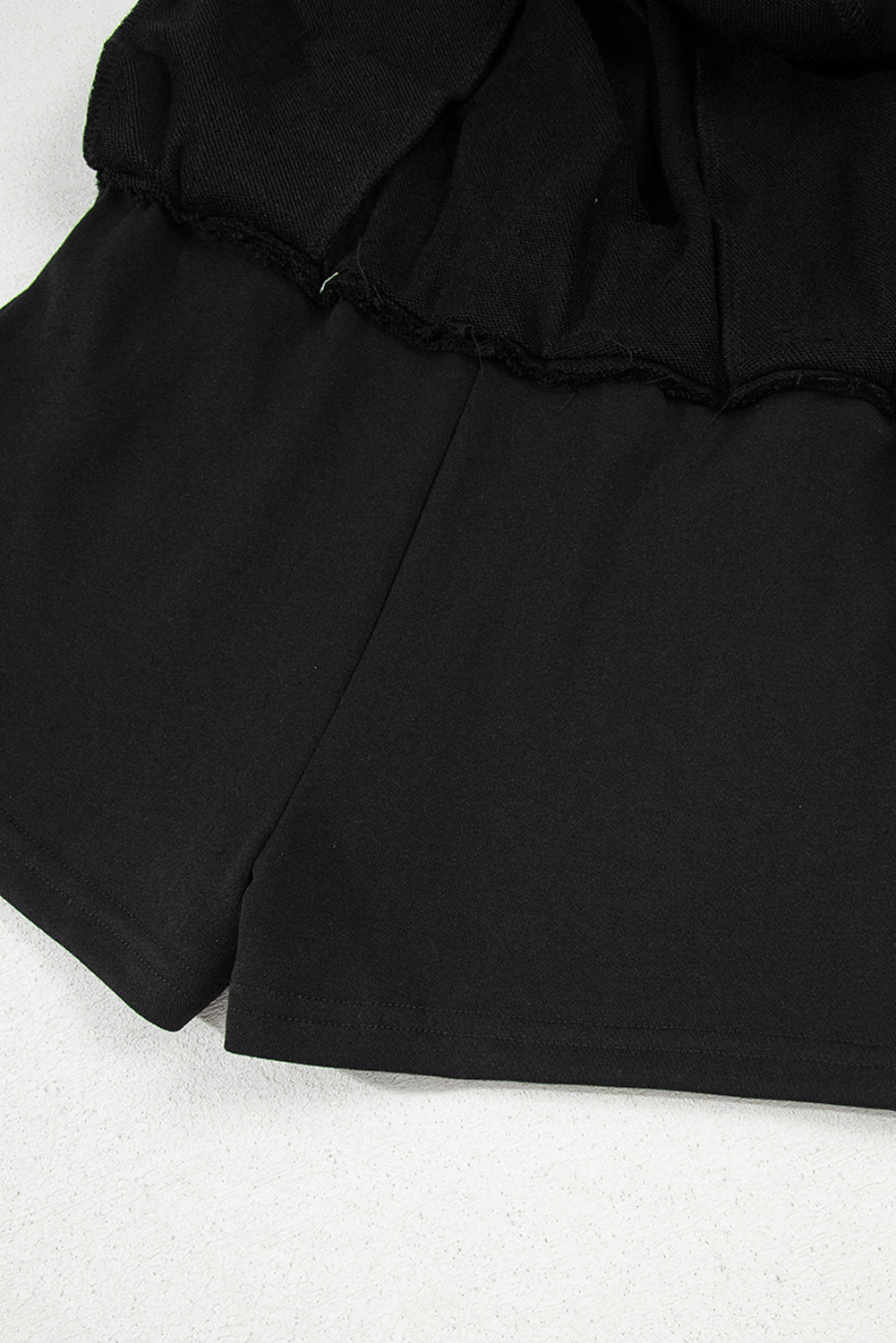 Black French Terry Drawstring Mini Skort with Pockets