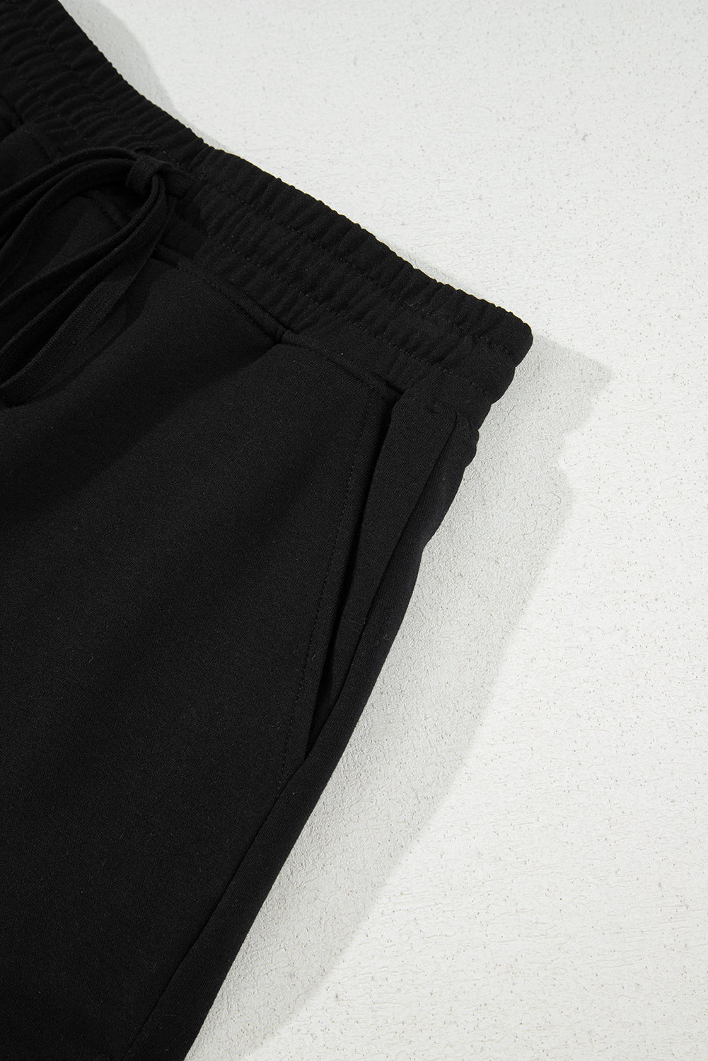 Black French Terry Drawstring Mini Skort with Pockets
