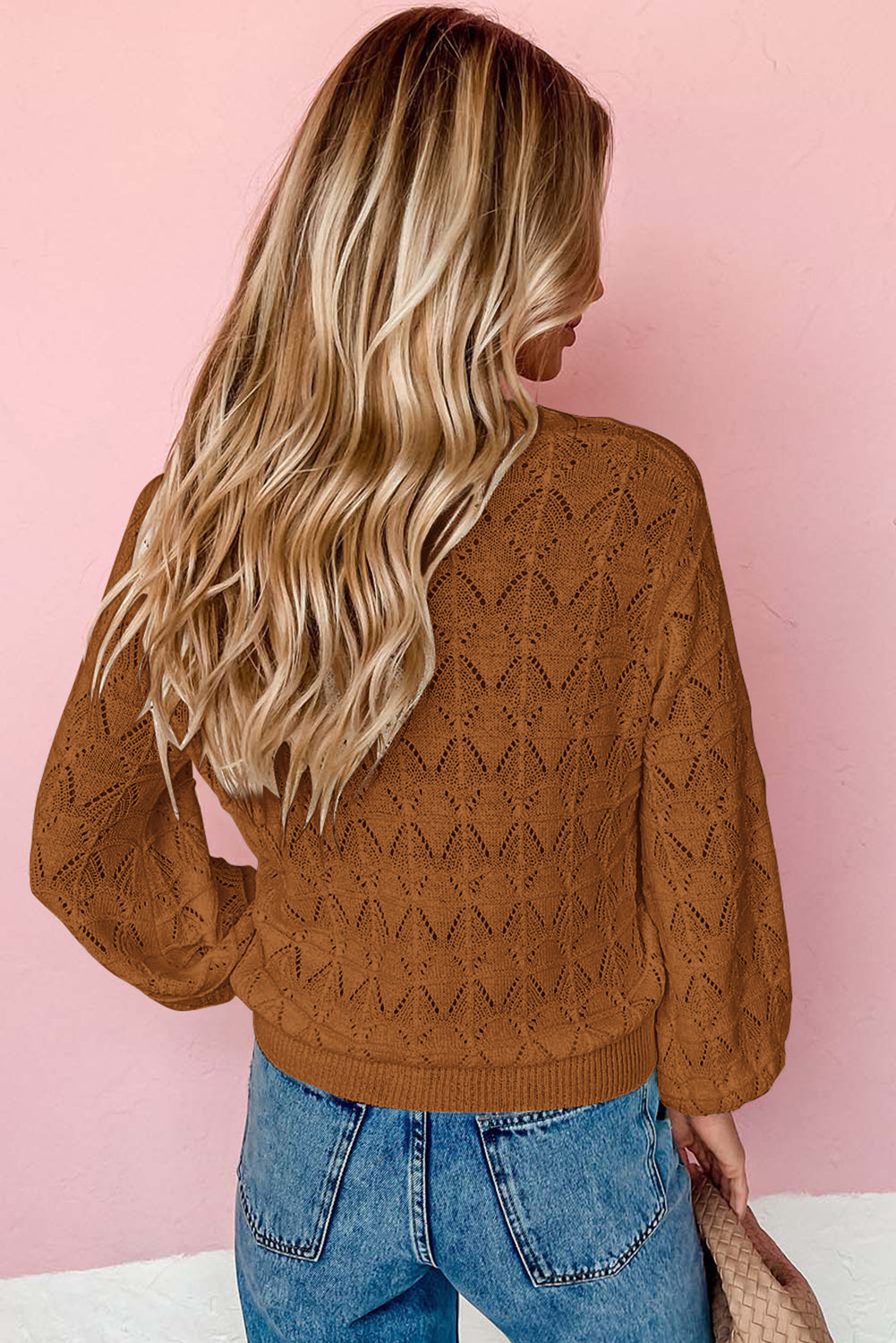 Gray Lightweight Buttoned Front Crochet Cardigan