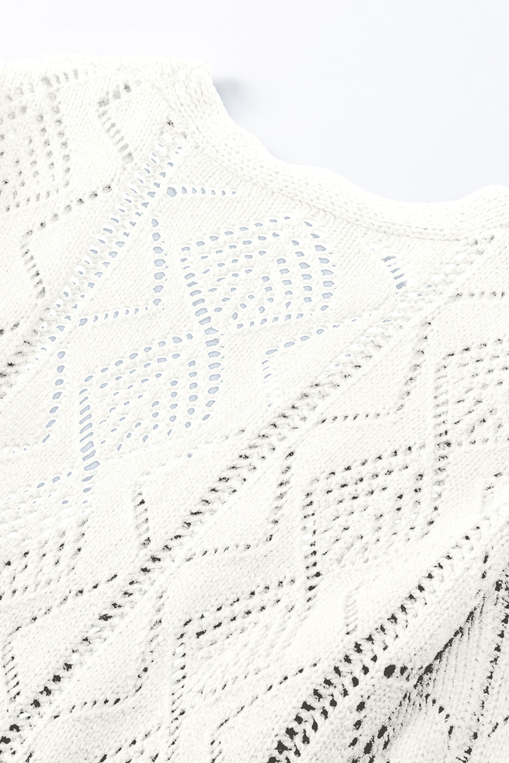Purple Hollow-out Openwork Knit Cardigan