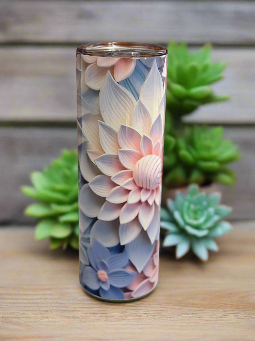 20 oz Slim Tumbler Sublimation Design Dahlia