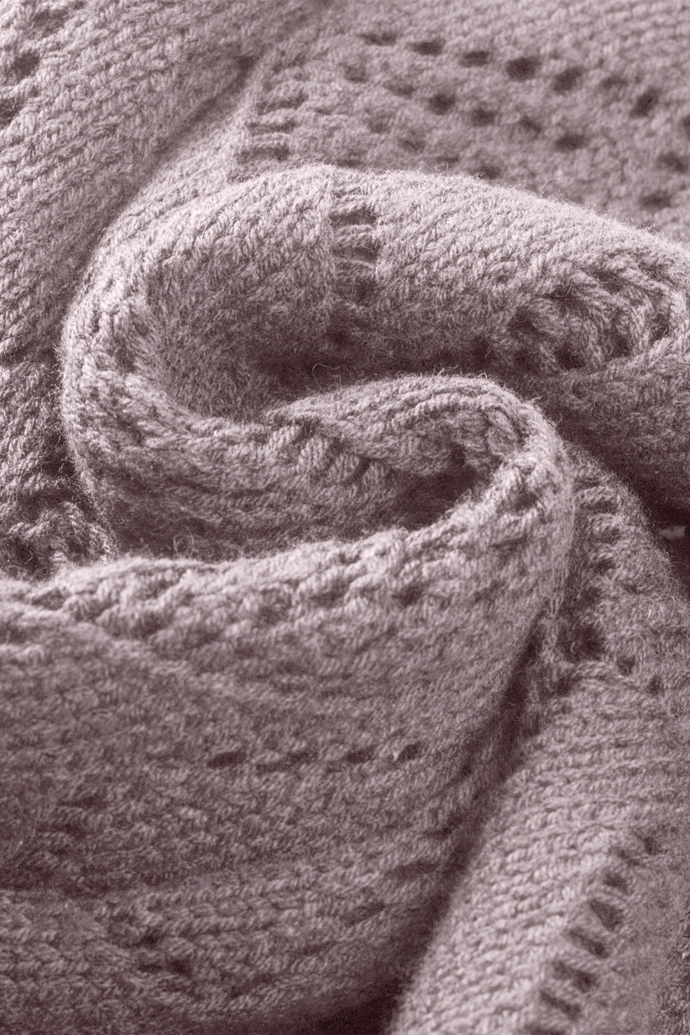 Purple Hollow-out Openwork Knit Cardigan