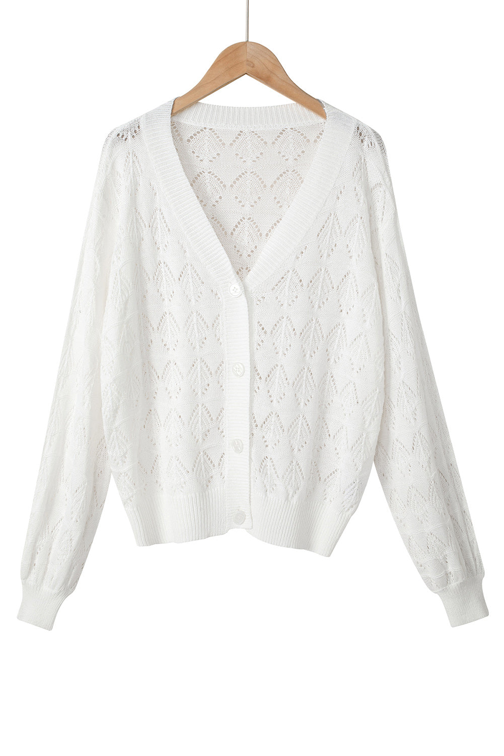 Gray Lightweight Buttoned Front Crochet Cardigan