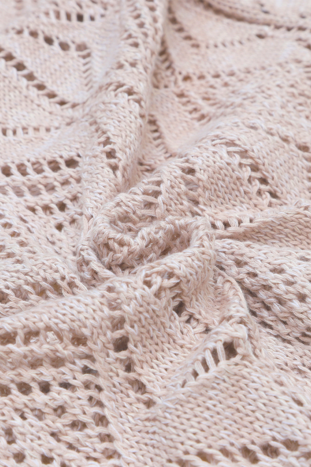 Purple Hollow-out Openwork Knit Cardigan