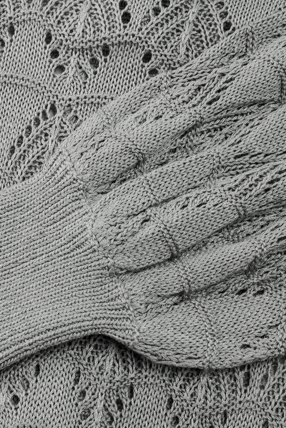 Gray Lightweight Buttoned Front Crochet Cardigan