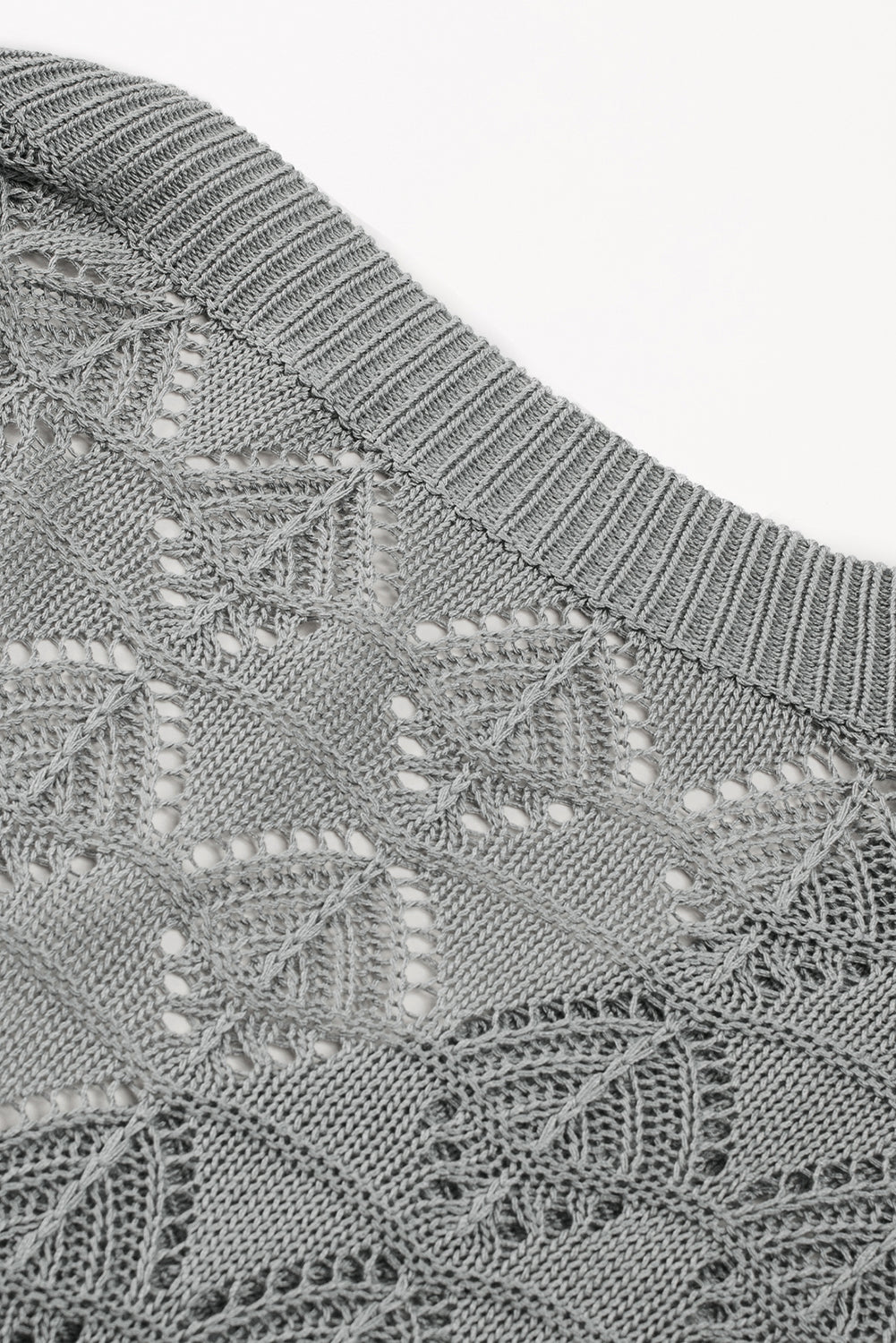 Gray Lightweight Buttoned Front Crochet Cardigan