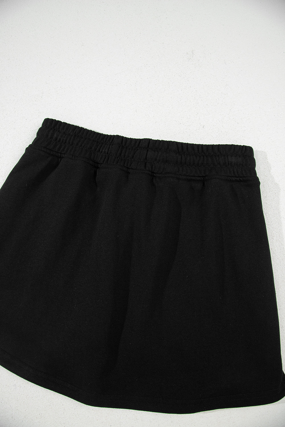 Black French Terry Drawstring Mini Skort with Pockets