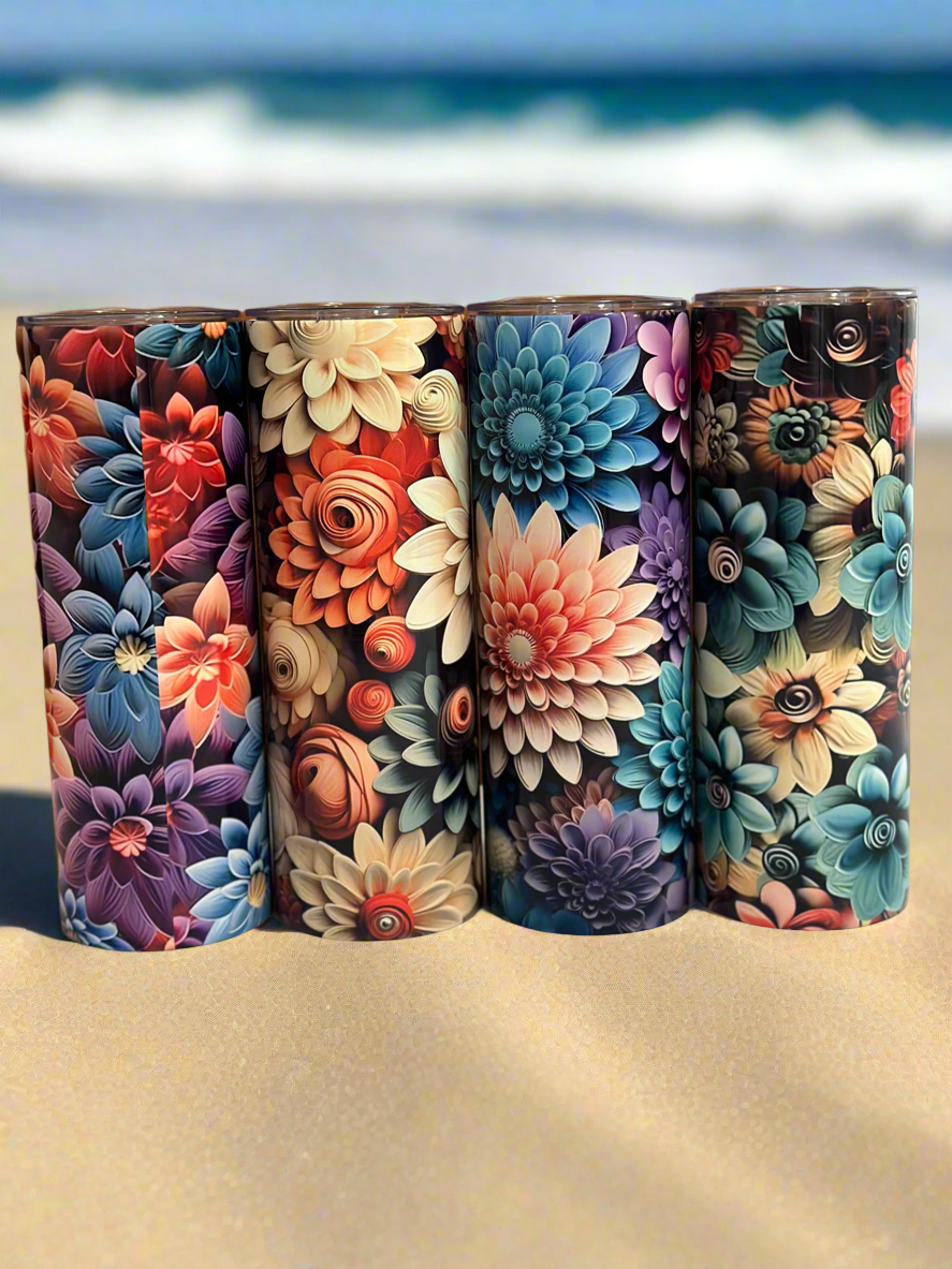 20 oz Slim Tumbler Sublimation Design Dahlia