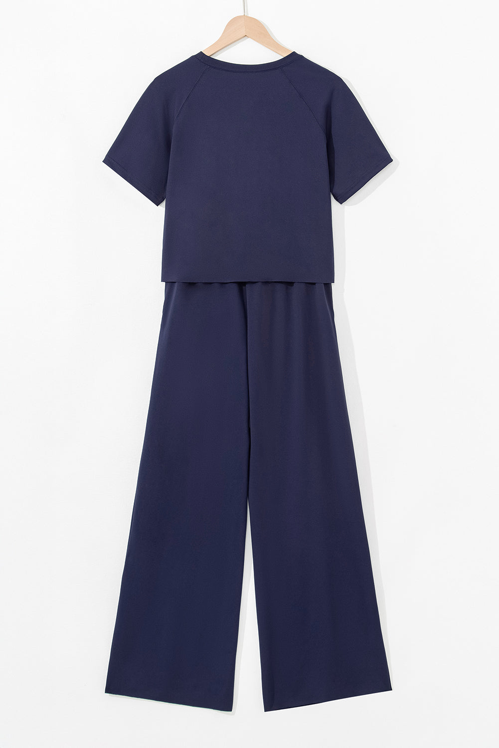 Seagrass Raw Hem Loose Tee and Wide Leg Pants Set
