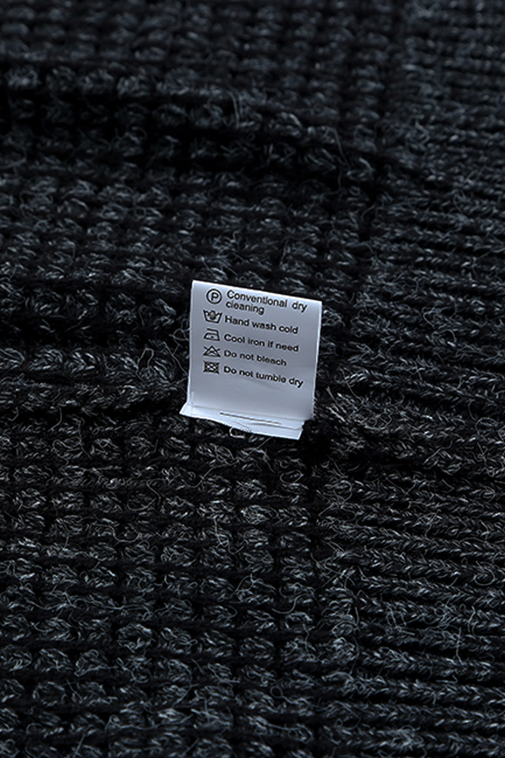 Gray Plaid Knitted Long Open Front Cardigan