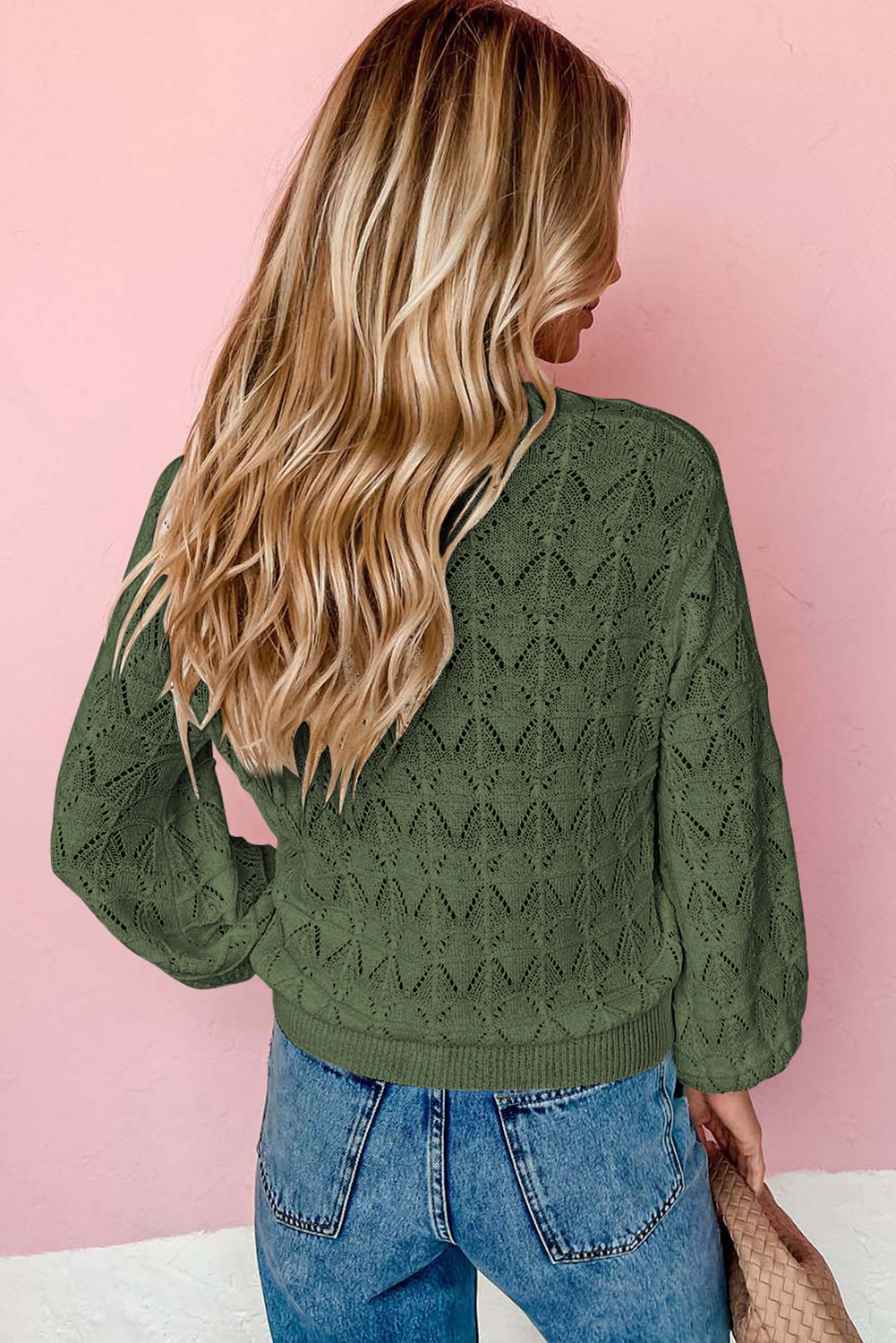 Gray Lightweight Buttoned Front Crochet Cardigan