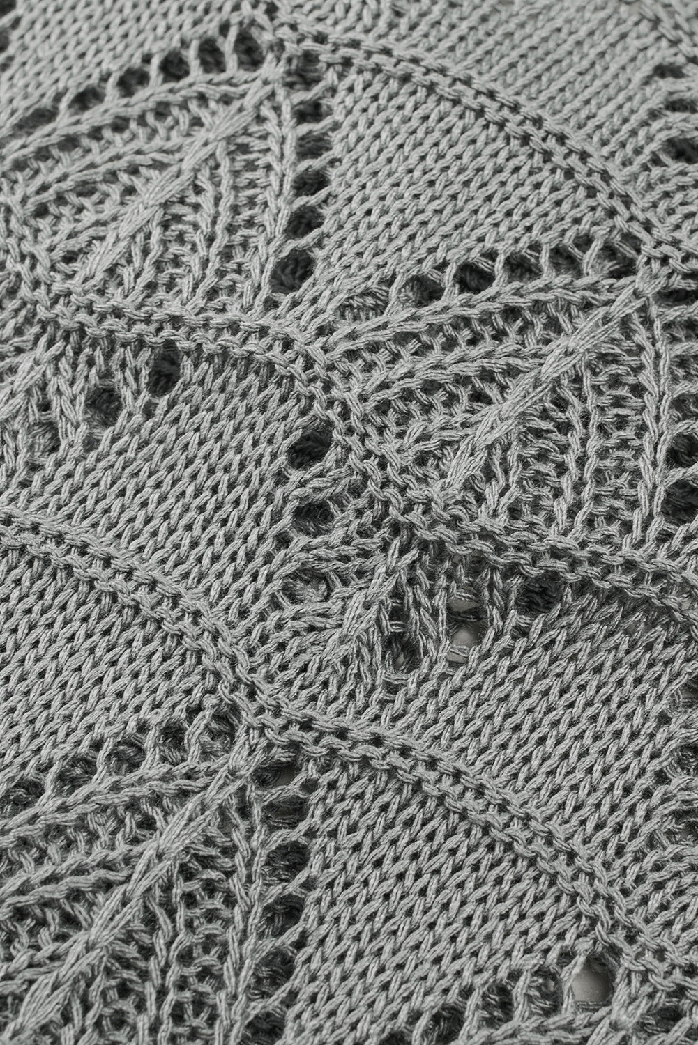 Gray Lightweight Buttoned Front Crochet Cardigan