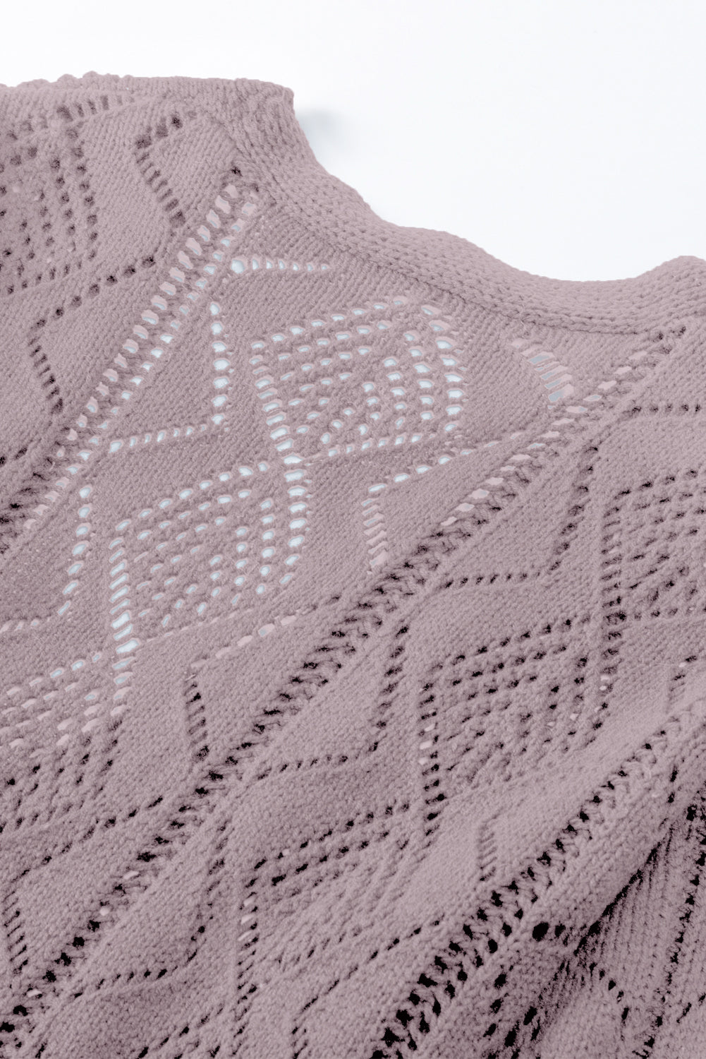 Purple Hollow-out Openwork Knit Cardigan