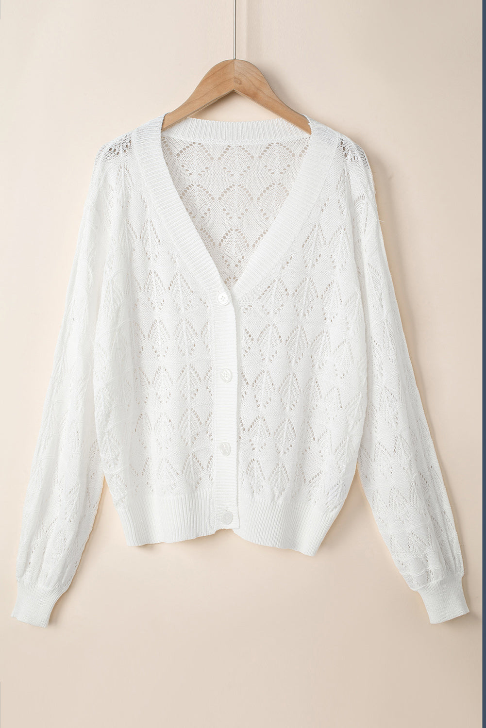 Gray Lightweight Buttoned Front Crochet Cardigan