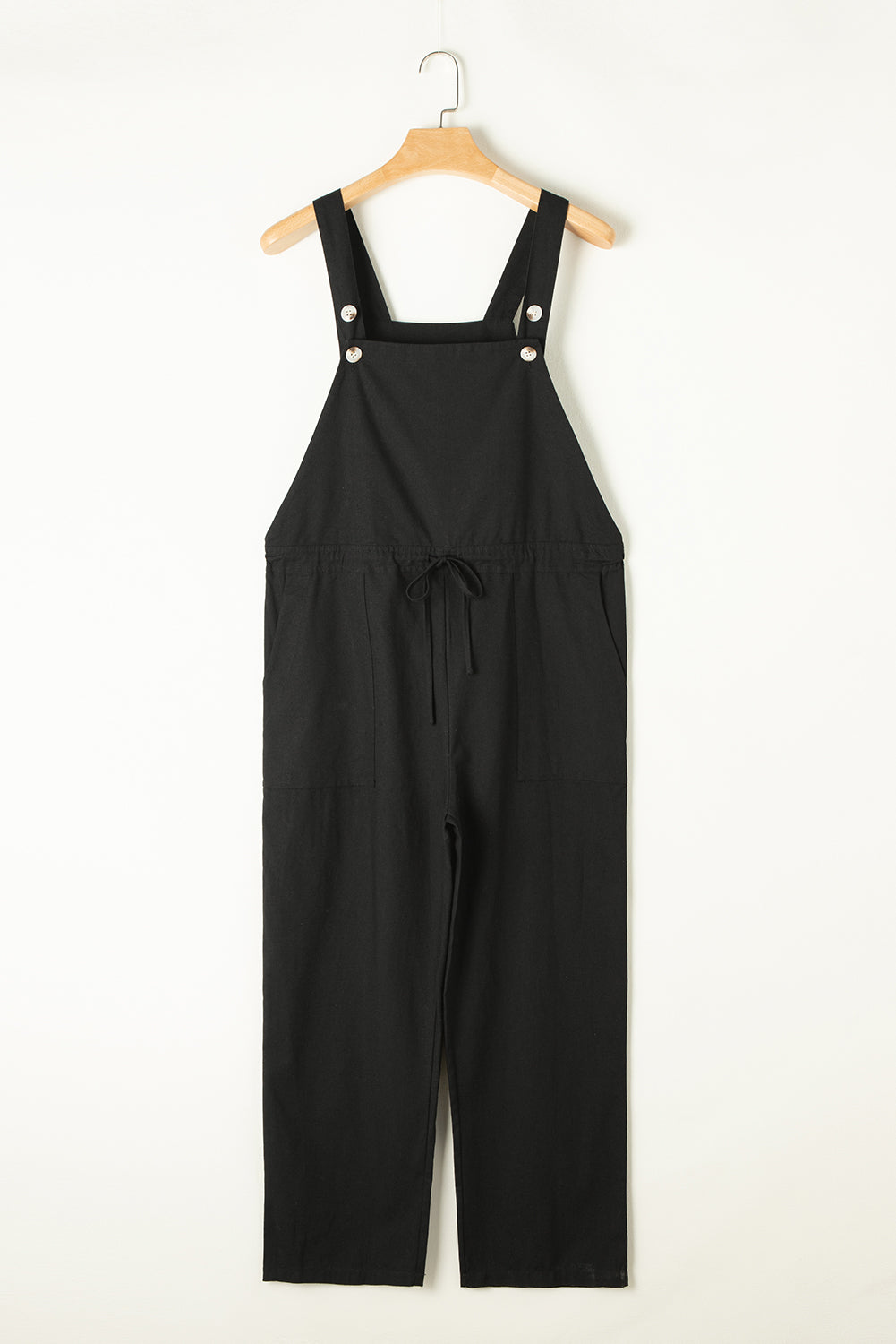 Sage Green Drawstring Buttoned Straps Cropped Overall