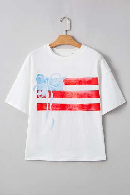 White Flag Bow Graphic Crewneck Tee