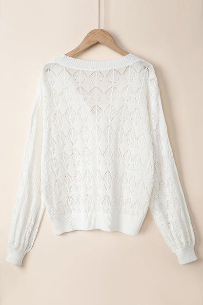 Gray Lightweight Buttoned Front Crochet Cardigan