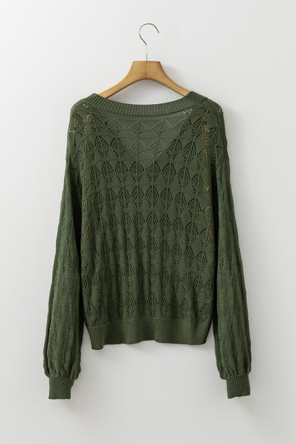 Gray Lightweight Buttoned Front Crochet Cardigan