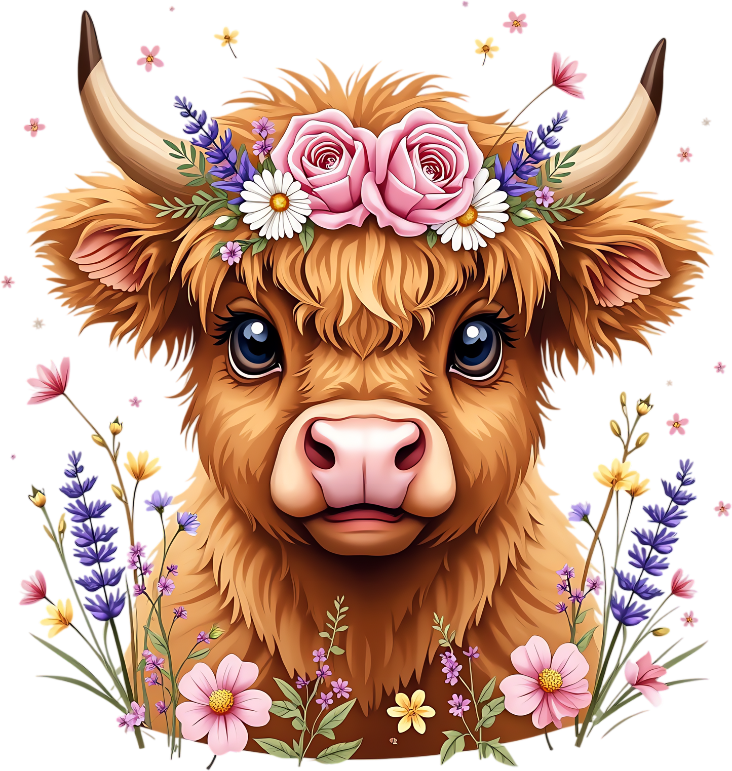 Boho Highland Cow Pink/Purple Design