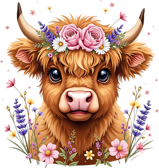 Boho Highland Cow Pink/Purple Design