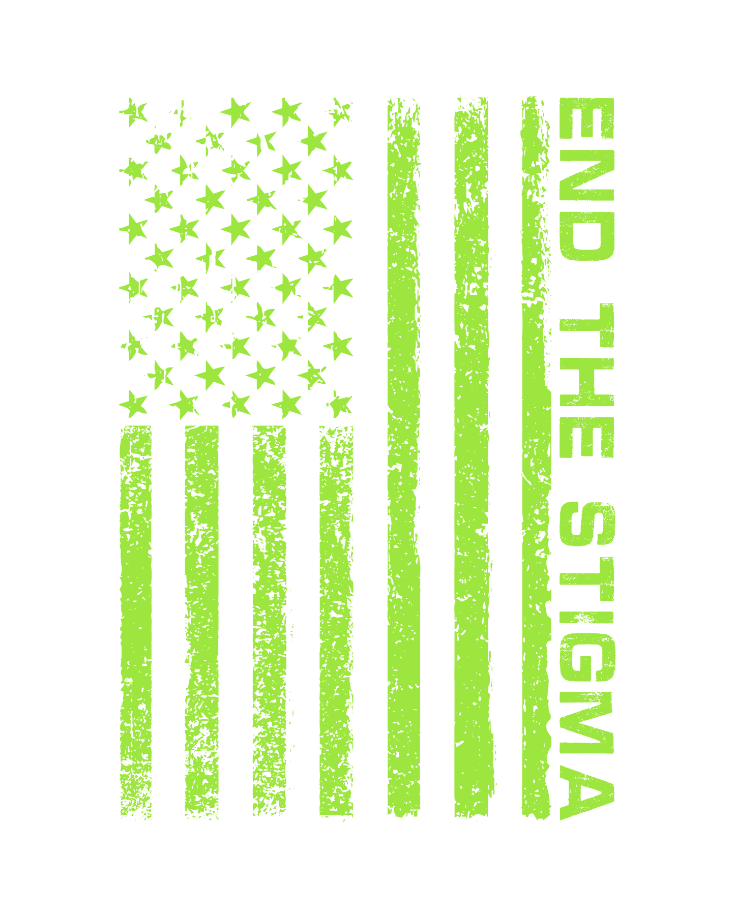 End the Stigma Florecent Green American Flag Design
