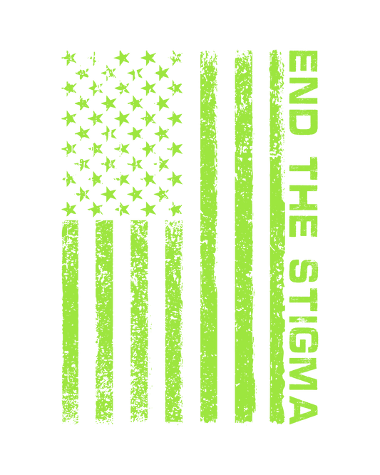 End the Stigma Florecent Green American Flag Design