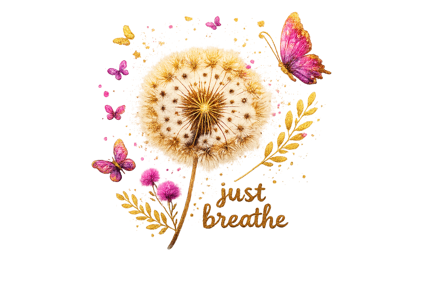 Just Breathe Gold and Glitter Design