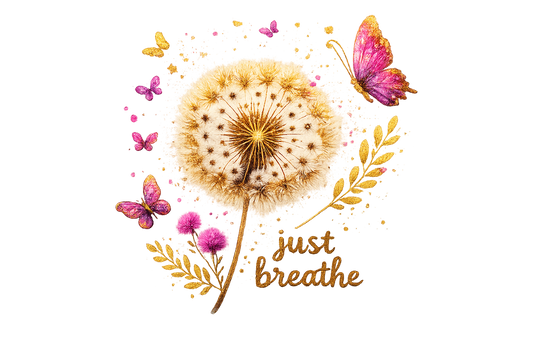 Just Breathe Gold and Glitter Design