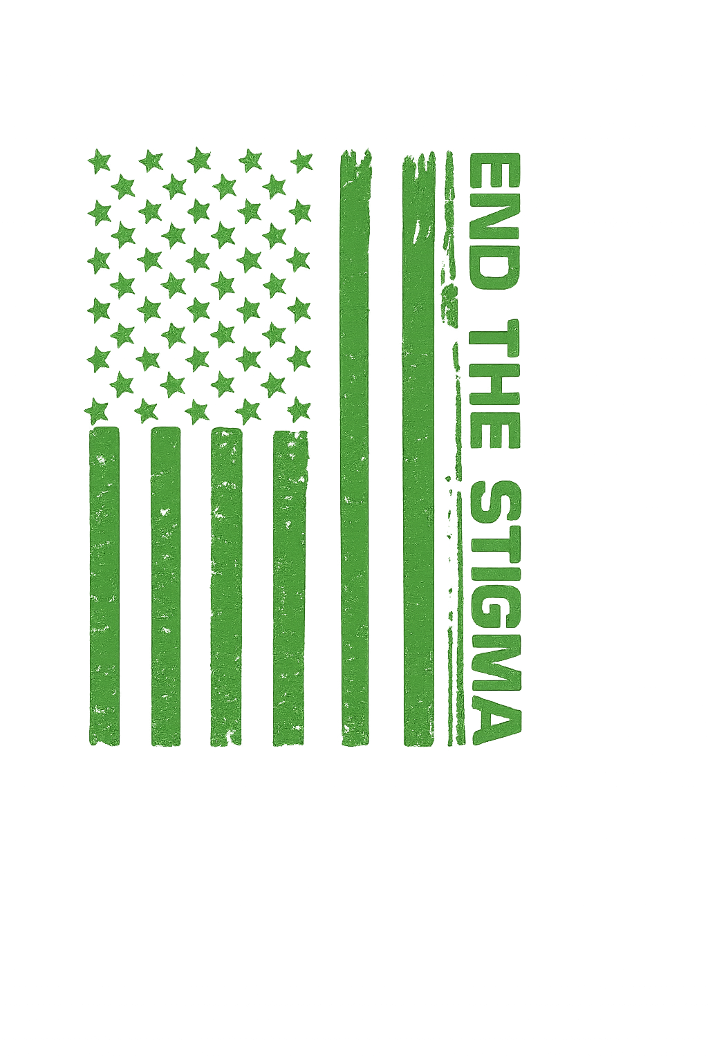 End the Stigma Dark Green American Flag Design