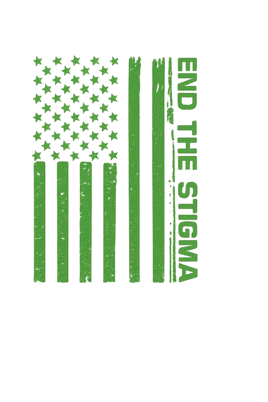 End the Stigma Dark Green American Flag Design
