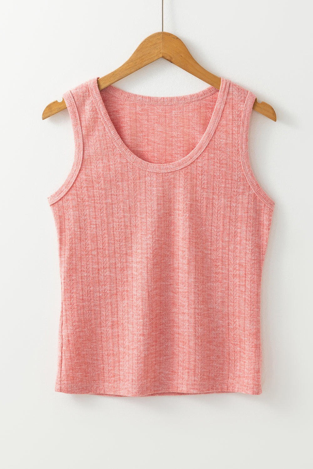 Fushia Solid Color Textured U Neck Slim Tank Top